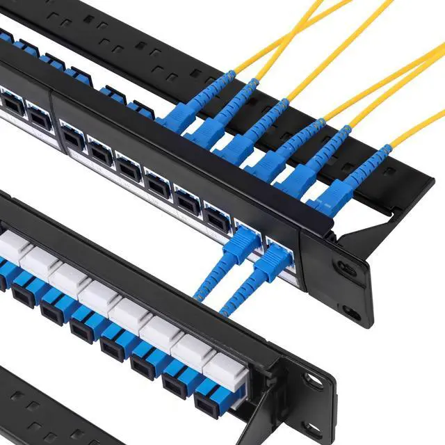 Main image of 1U Rack-Mount Fiber Patch Panel with 24PC SC-UPC OS1/OS2 Singlemode Fiber Coupler Keystone Jack Modular (Included Rack Screws)
