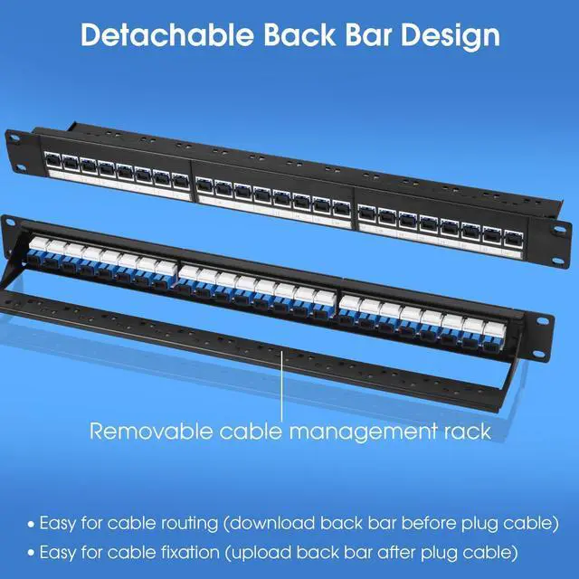 Alt view image 2 of 6 - 1U Rack-Mount Fiber Patch Panel with 24PC SC-UPC OS1/OS2 Singlemode Fiber Coupler Keystone Jack Modular (Included Rack Screws)