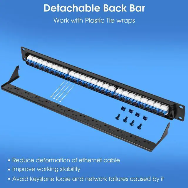 Alt view image 3 of 6 - 1U Rack-Mount Fiber Patch Panel with 24PC SC-UPC OS1/OS2 Singlemode Fiber Coupler Keystone Jack Modular (Included Rack Screws)