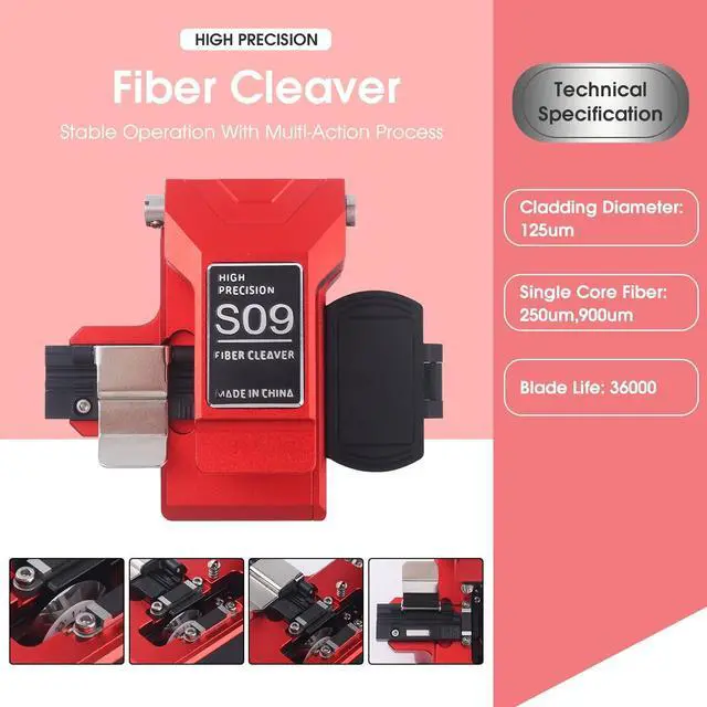 Alt view image 2 of 7 - S09 Fiber Optic Cleaver, High Precision and Fully Automatic Fiber Cutter Tool with 24 Position Blades(Red)