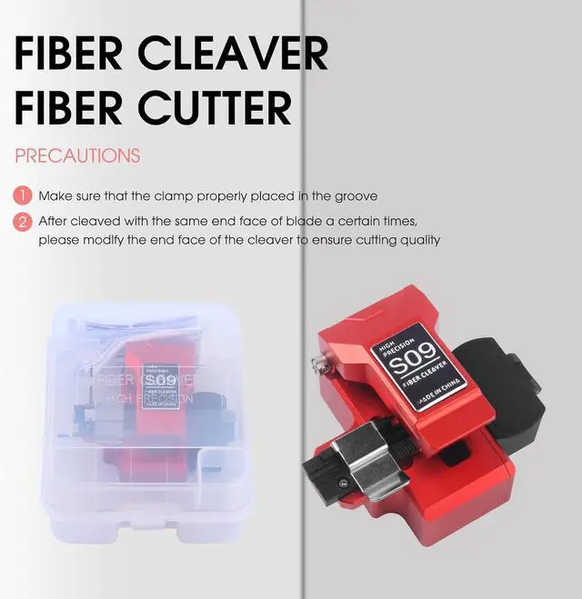 Alt view image 6 of 7 - S09 Fiber Optic Cleaver, High Precision and Fully Automatic Fiber Cutter Tool with 24 Position Blades(Red)