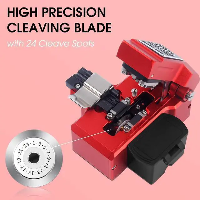 Alt view image 3 of 7 - S09 Fiber Optic Cleaver, High Precision and Fully Automatic Fiber Cutter Tool with 24 Position Blades(Red)