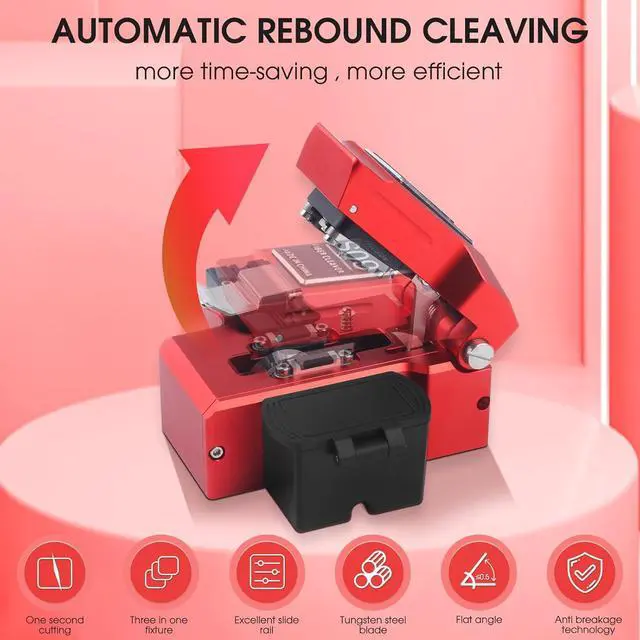Alt view image 7 of 7 - S09 Fiber Optic Cleaver, High Precision and Fully Automatic Fiber Cutter Tool with 24 Position Blades(Red)