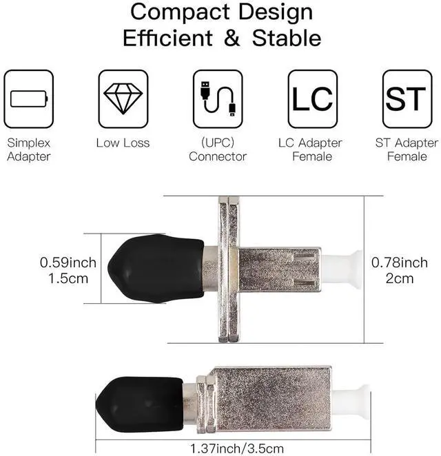 Alt view image 4 of 6 - 2 Pack ST/UPC Female to LC/UPC Female SingleMode Simplex Fiber Optic Adapter Connector Hybrid Optical Adapter/Coupler, Flange-Type Adapter