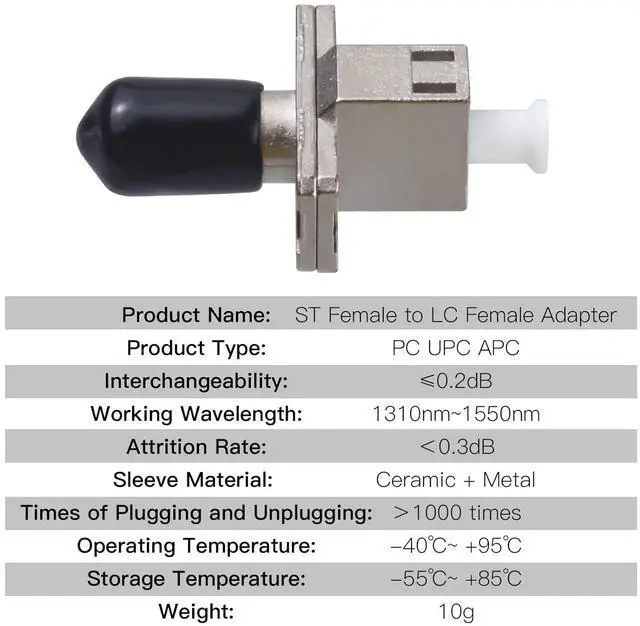 Alt view image 2 of 6 - 2 Pack ST/UPC Female to LC/UPC Female SingleMode Simplex Fiber Optic Adapter Connector Hybrid Optical Adapter/Coupler, Flange-Type Adapter