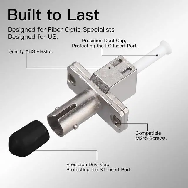 Alt view image 4 of 6 - 4 Pack ST/UPC Female to LC/UPC Female SingleMode Simplex Fiber Optic Adapter Connector Hybrid Optical Adapter/Coupler, Flange-Type Adapter
