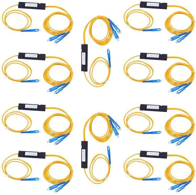 Main image of 10-Pack SC/UPC Fiber Optical FBT Splitter 1x2(1 in 2 Out) Singlemode 1310/1550nm for Network Signal Distribution