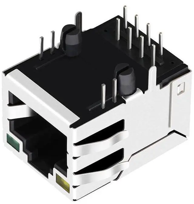 Alt view image 3 of 5 - LINK-PP LPJ16112ADNL RJ45 Connector, 8P8C 10/100Base-T Tab UP Shielded, with Dual Yellow/Green LED, Through Hole Mount, Gold Plated (Tape & Reel)