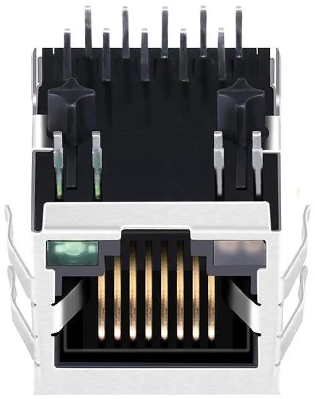 Alt view image 3 of 5 - LINK-PP 1840434-5 10G Ethernet RJ45 Connector, 10/100/1000/10GBase-T Shielded with Toroidal Coil, 1500Vrms Hi-pot, Tab Up/Down Option, Through Hole, Gold Plated 6" (Tape & Reel)