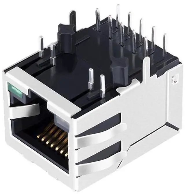 Alt view image 2 of 5 - LINK-PP 1840434-5 10G Ethernet RJ45 Connector, 10/100/1000/10GBase-T Shielded with Toroidal Coil, 1500Vrms Hi-pot, Tab Up/Down Option, Through Hole, Gold Plated 6" (Tape & Reel)