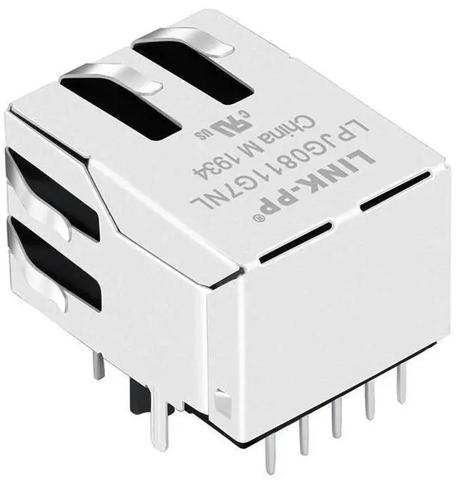 Alt view image 5 of 5 - LINK-PP 1840434-5 10G Ethernet RJ45 Connector, 10/100/1000/10GBase-T Shielded with Toroidal Coil, 1500Vrms Hi-pot, Tab Up/Down Option, Through Hole, Gold Plated 6" (Tape & Reel)