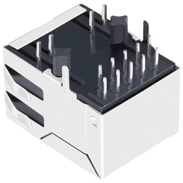 Alt view image 4 of 5 - LINK-PP 1840434-5 10G Ethernet RJ45 Connector, 10/100/1000/10GBase-T Shielded with Toroidal Coil, 1500Vrms Hi-pot, Tab Up/Down Option, Through Hole, Gold Plated 6" (Tape & Reel)