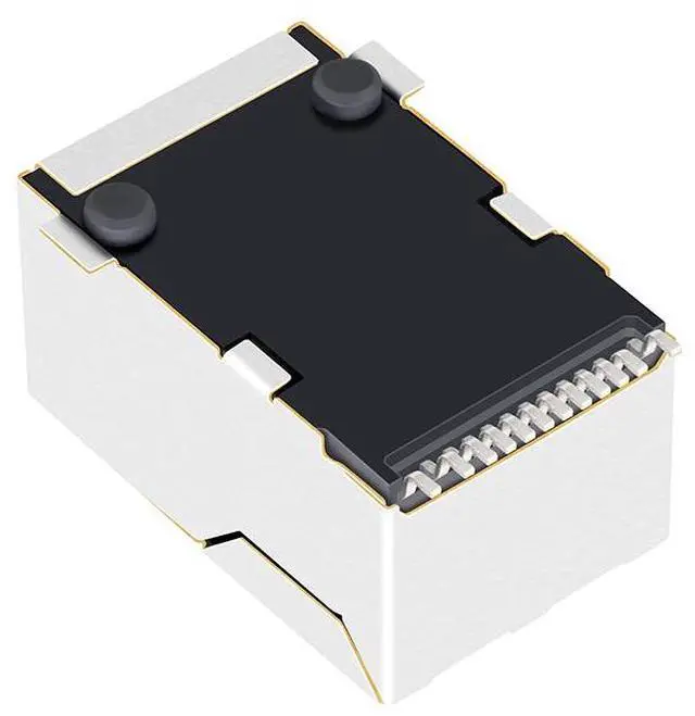 Alt view image 3 of 5 - LINK-PP J3026G01D 10G Ethernet RJ45 Magjack Connector, Integrated Magnetics, 10/100/1000/10GBase-T Shielded, 1500Vrms Hi-pot, Toroidal Coil, Tab Up/Down, Through Hole (Tape & Reel)