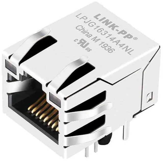 Alt view image 4 of 5 - LINK-PP RB1-1Q6BAM1A Gigabit RJ45 Magjack Connector, 8P8C 10/100/1000Base-T with Integrated Magnetics, Shielded with EMI Tabs, Tab Up Orientation, with LED Indicator, Through Hole Mount (Tape & Reel)