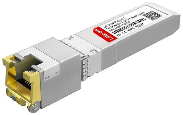 Alt view image 2 of 5 - LINK-PP LP-RJ45TG-3YI 10G Copper SFP+ Transceiver, RJ45 Connector, 10Gbps, Up to 30m over Cat6a/7, 2.5W, Industrial Temp -40~85°C, SFP+ Form Factor