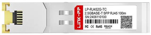 Alt view image 2 of 6 - LINK-PP LP-RJ452G-TC 2.5G Copper SFP Transceiver, RJ45 Connector, Up to 100m over Cat5e, <2W, SFP Form Factor