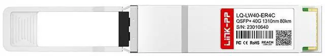 Alt view image 2 of 6 - LINK-PP LQ-LW40-ER4C 40G QSFP+ Fiber Optic Transceiver, 41.25Gbps, 1310nm, Up to 80km SMF, Duplex LC, QSFP+ Form Factor