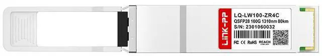 Alt view image 3 of 6 - LINK-PP LQ-LW100-ZR4C 100G QSFP28 Fiber Optic Transceiver, 103.125Gbps, 1310nm, Up to 80km SMF, Duplex LC, EML/APD, QSFP28 Form Factor