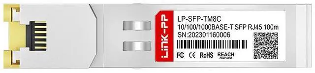 Alt view image 2 of 5 - LINK-PP LP-SFP-TM8C 1G Copper SFP Transceiver, 1.25Gbps, RJ45, Up to 100m, Cat5e/6/6a UTP, SFP Form Factor