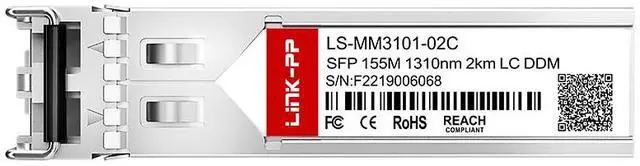 Alt view image 3 of 5 - LINK-PP LS-MM3101-02C 155Mbps SFP Fiber Optic Transceiver, 1310nm, Up to 2km MMF, Duplex LC, DDM Supported, SFP Form Factor,