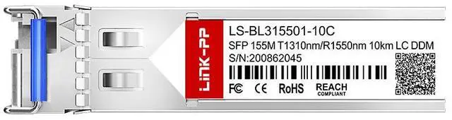 Alt view image 2 of 6 - LINK-PP LS-BL315501-10C 155Mbps SFP Fiber Optic Transceiver, 1310nm-TX / 1550nm-RX, Up to 10km SMF, Simplex LC, DDM Supported, SFP Form Factor