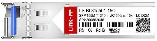 Alt view image 2 of 6 - LINK-PP LS-BL315501-15C 155Mbps SFP Fiber Optic Transceiver, 1310nm-TX / 1550nm-RX, Up to 15km SMF, Simplex LC, DDM Supported, SFP Form Factor