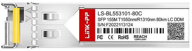 Alt view image 3 of 6 - LINK-PP LS-BL553101-80C 155Mbps SFP Fiber Optic Transceiver, 1550nm-TX/1310nm-RX, 80km SMF, Simplex LC, DDM Supported, Wide Temp -40~85°C