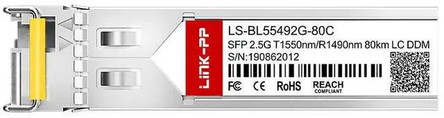 Alt view image 3 of 6 - Link-PP LS-BL55492G-80C SFP Transceiver 2.5Gbps 1550nm-TX/1490nm-RX 80km Simplex LC SMF DDM Supported