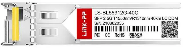 Alt view image 3 of 6 - Link-PP LS-BL55312G-40C SFP Transceiver 2.5Gbps 1550nm-TX/1310nm-RX 40km Simplex LC SMF DDM Supported