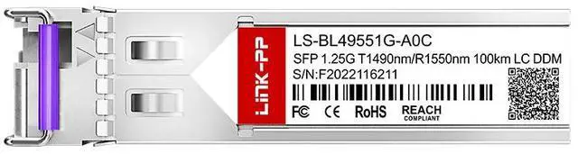 Alt view image 3 of 6 - Link-PP LS-BL49551G-A0C / LS-BL55491G-A0C 1.25Gbps SFP BiDi Fiber Optic Transceiver, 1490nm/1550nm Wavelength, 100km, Simplex LC, SMF, DDM(2PACK)