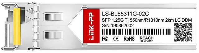 Alt view image 3 of 6 - Link-PP LS-BL31551G-02C / LS-BL55311G-02C 1.25Gbps SFP BiDi Fiber Optic Transceiver, 1310nm/1550nm Wavelength, 2km, Simplex LC, SMF, DDM(2PACK)