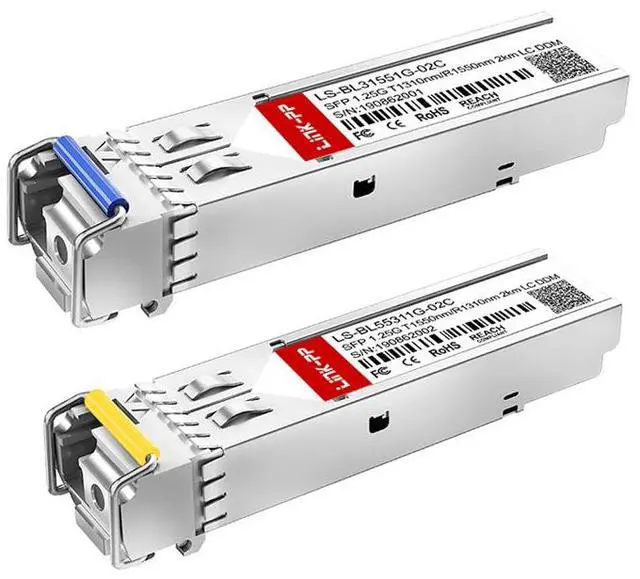 Main image of Link-PP LS-BL31551G-02C / LS-BL55311G-02C 1.25Gbps SFP BiDi Fiber Optic Transceiver, 1310nm/1550nm Wavelength, 2km, Simplex LC, SMF, DDM(2PACK)