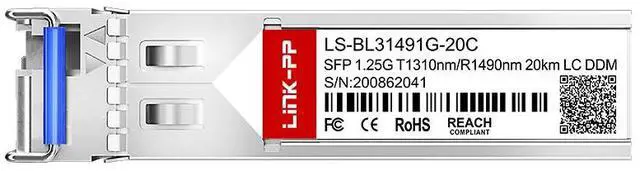 Main image of LINK-PP LS-BL31491G-20C 1.25Gbps SFP Transceiver, 1310nm-TX/1490nm-RX, 20km, Simplex LC, SMF