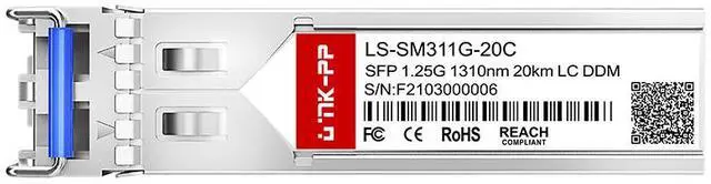 Main image of Link-PP LS-SM311G-20C 1.25Gbps SFP Fiber Optic Transceiver, 1310nm, 20km Duplex LC, SMF, DDM