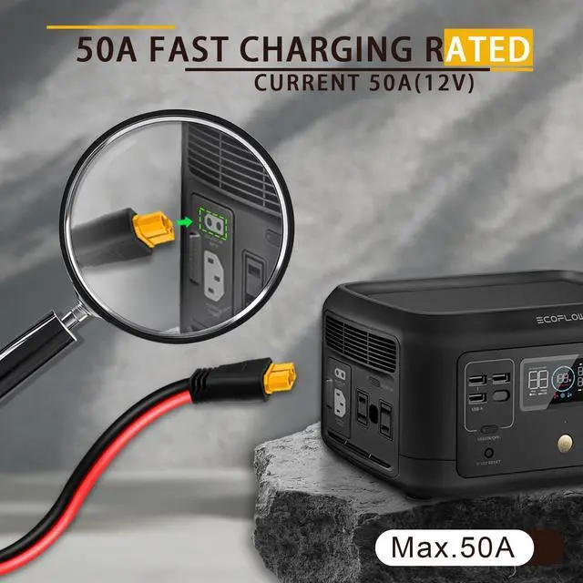 Alt view image 6 of 7 - Solar Panel Cable for Ecoflow Anker SOLIX 10AWG, Compatible with MC-4 to XT60 Plug Solar Panel Connector Adapter Extension for Portable Power Station Solar Generator RV 1M