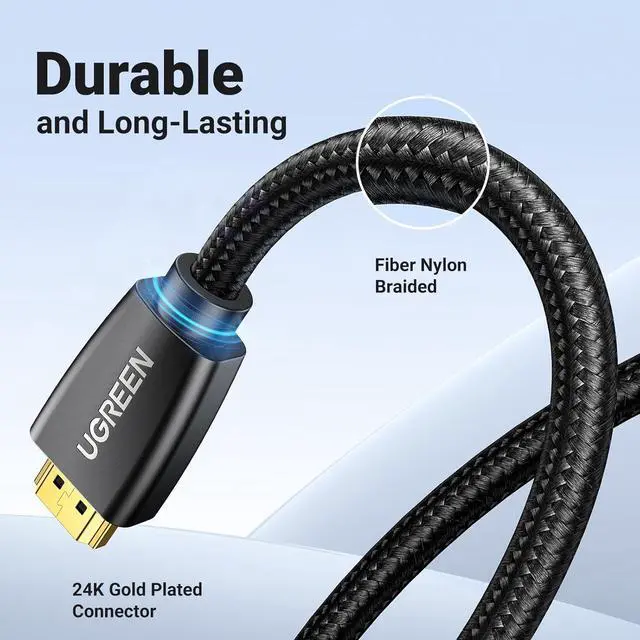 Alt view image 7 of 7 - UGREEN HDMI Cable 4K Braided High Speed HDMI Cord 18Gbps with Ethernet Support 4K 60HZ Compatible with UHD TV Monitor Computer Switch 2 Xbox 360 PS5 PS4 Blu-ray and More, 3.3FT
