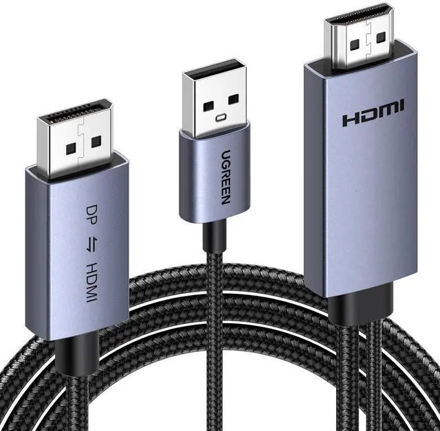 Main image of UGREEN 4K@60Hz Bidirectional HDMI to Displayport Cable Male to Male Adapter DP 1.2, HDCP 2.2, HDMI 1.4 4K@30Hz High Speed for Laptops, PC Compatible with Switch 2/PS5/Xbox/AMD/NVIDIA/Monitor,1.5