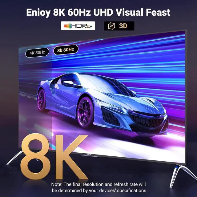 Alt view image 3 of 7 - UGREEN Unidirectional DisplayPort to HDMI Cable 8K@60Hz 4K@120Hz Active DP 1.4 to HDMI 2.1 Cord HDR, Dolby, HDCP2.3, DSC1.2a, 32.4Gbps Braided  Compatible with Monitor, Dell, HP, HDTV, AMD NVIDIA 1.5M
