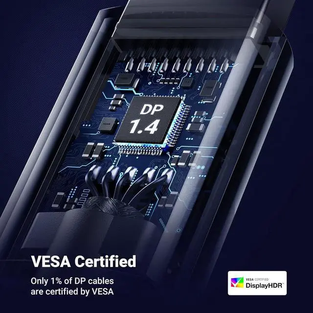 Alt view image 7 of 7 - UGREEN VESA Certified 8K DisplayPort Cable , DP 1.4 Display Port Cable Cord Support 8K@60Hz, 4K@240Hz, FreeSync, G-Sync, HDR, 32.4Gbps for HDTVs, Displays, Monitors, Graphics, PC 3M
