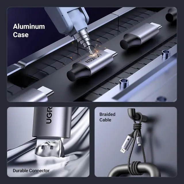 Alt view image 5 of 7 - UGREEN USB C to DisplayPort 1.4 Cable 8K@60Hz 4K@240Hz Unidirectional Thunderbolt 4/3 to DisplayPort Cord USB C to DP 32.4Gbps Compatible iPhone 17, MacBook Pro/Air, iPad, Mac Mini, Galaxy, XPS