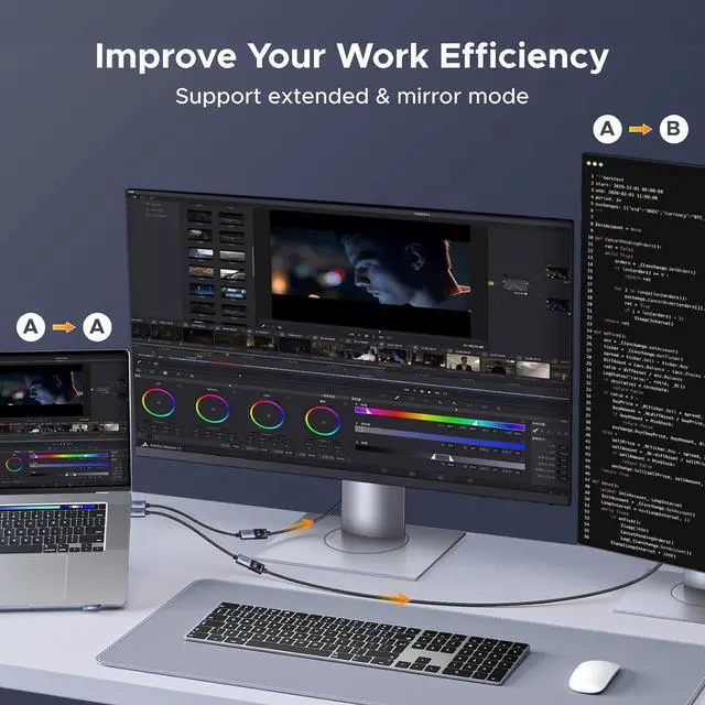 Alt view image 5 of 7 - UGREEN 4K DisplayPort to HDMI Adapter, Unidirectional DP 1.2 PC to HDMI 1.4 Converter Braided Cable Male to Female for Desktop, Projector, Monitor, Compatible with AMD, NVIDIA, Passive