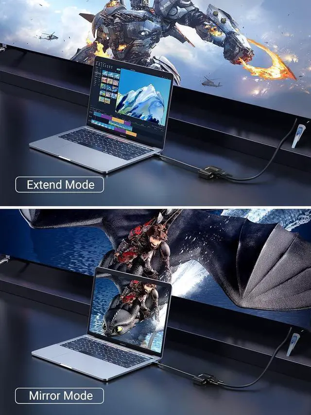 Alt view image 4 of 7 - UGREEN Mini DisplayPort to HDMI VGA Adapter, 4K Thunderbolt 2 Adapter 2 in 1 Mini DP Converter Compatible with MacBook Pro MacBook Air iMac Surface Pro 1 2 3 4 6 Surface Laptop 2 ThinkPad X1, Black