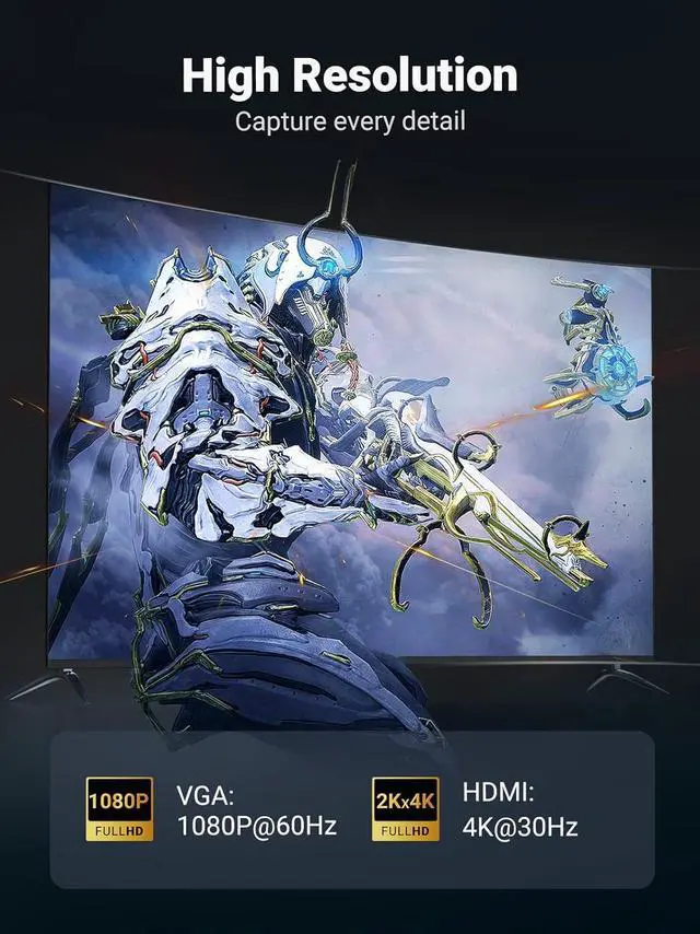 Alt view image 3 of 7 - UGREEN Mini DisplayPort to HDMI VGA Adapter, 4K Thunderbolt 2 Adapter 2 in 1 Mini DP Converter Compatible with MacBook Pro MacBook Air iMac Surface Pro 1 2 3 4 6 Surface Laptop 2 ThinkPad X1, White