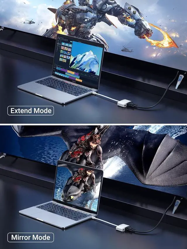 Alt view image 4 of 7 - UGREEN Mini DisplayPort to HDMI VGA Adapter, 4K Thunderbolt 2 Adapter 2 in 1 Mini DP Converter Compatible with MacBook Pro MacBook Air iMac Surface Pro 1 2 3 4 6 Surface Laptop 2 ThinkPad X1, White