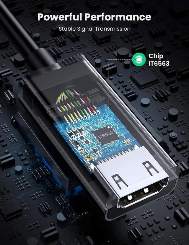 Alt view image 5 of 7 - UGREEN DisplayPort to HDMI Adapter 4K@60Hz DP to HDMI Male to Female Converter Video Display Cord Compatible with AMD NVIDIA Dell HP PC Laptop HDTV Monitor Projector Computer