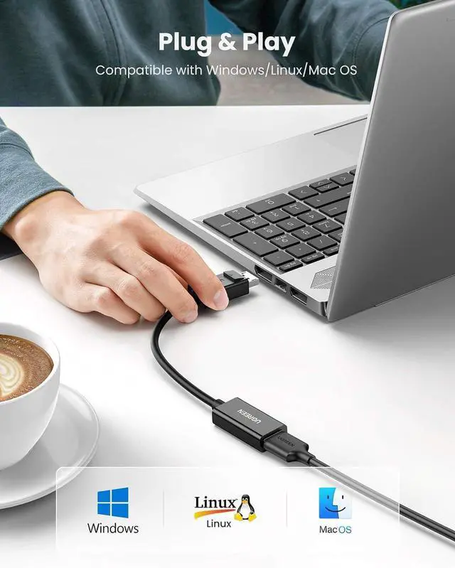 Alt view image 6 of 7 - UGREEN DisplayPort to HDMI Adapter 4K@60Hz DP to HDMI Male to Female Converter Video Display Cord Compatible with AMD NVIDIA Dell HP PC Laptop HDTV Monitor Projector Computer