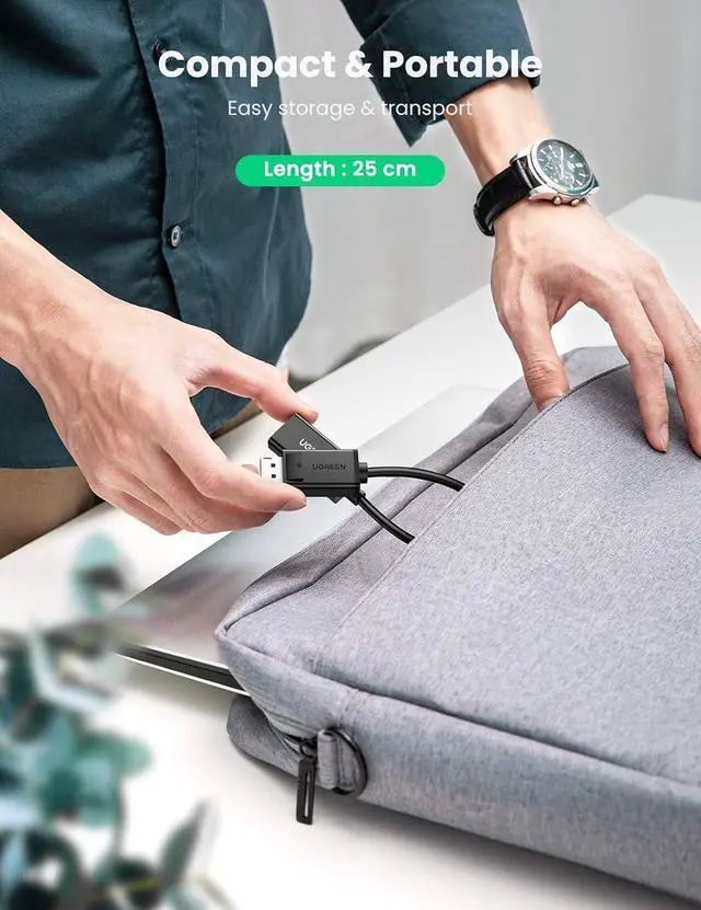 Alt view image 7 of 7 - UGREEN DisplayPort to HDMI Adapter 4K@60Hz DP to HDMI Male to Female Converter Video Display Cord Compatible with AMD NVIDIA Dell HP PC Laptop HDTV Monitor Projector Computer