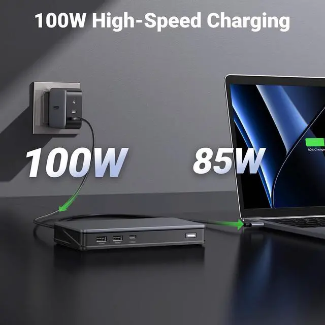Alt view image 7 of 7 - UGREEN Revodok Pro 209 USB C Docking Station, DisplayLink 9-in-1 Dual 4K@60hz Monitor Dock for MacBook & Windows with 2 DP & 2 HDMI, 10 Gbps USB C & USB-A Data Ports, 100W PD, Gigabit Ethernet