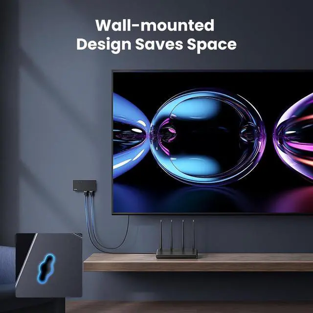 Alt view image 6 of 7 - UGREEN Ethernet Switch, 8 Port Gigabit Ethernet Splitter, Plug & Play, Wall Mount & Desktop Network Switch Hub, Unmanaged, Compact, with LED, Fanless Quiet, for Internet Cable, Laptop, Router, NAS