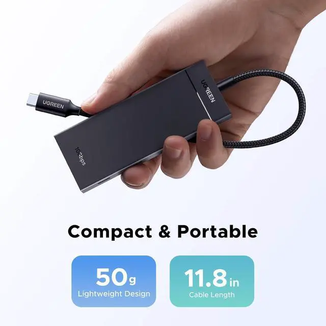 Alt view image 7 of 7 - UGREEN Powered 100W 10Gbps USB C Hub - 5 in 1 Adapter with 4 USB-C, 100W PD Ports for MacBook/Air, iPad Pro, iPhone, Surface, Laptops and More
